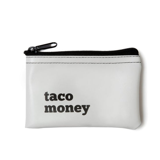 Taco Money Vinyl Zip Pouch - White