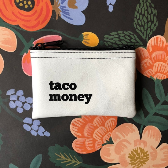 Taco Money Vinyl Zip Pouch - White