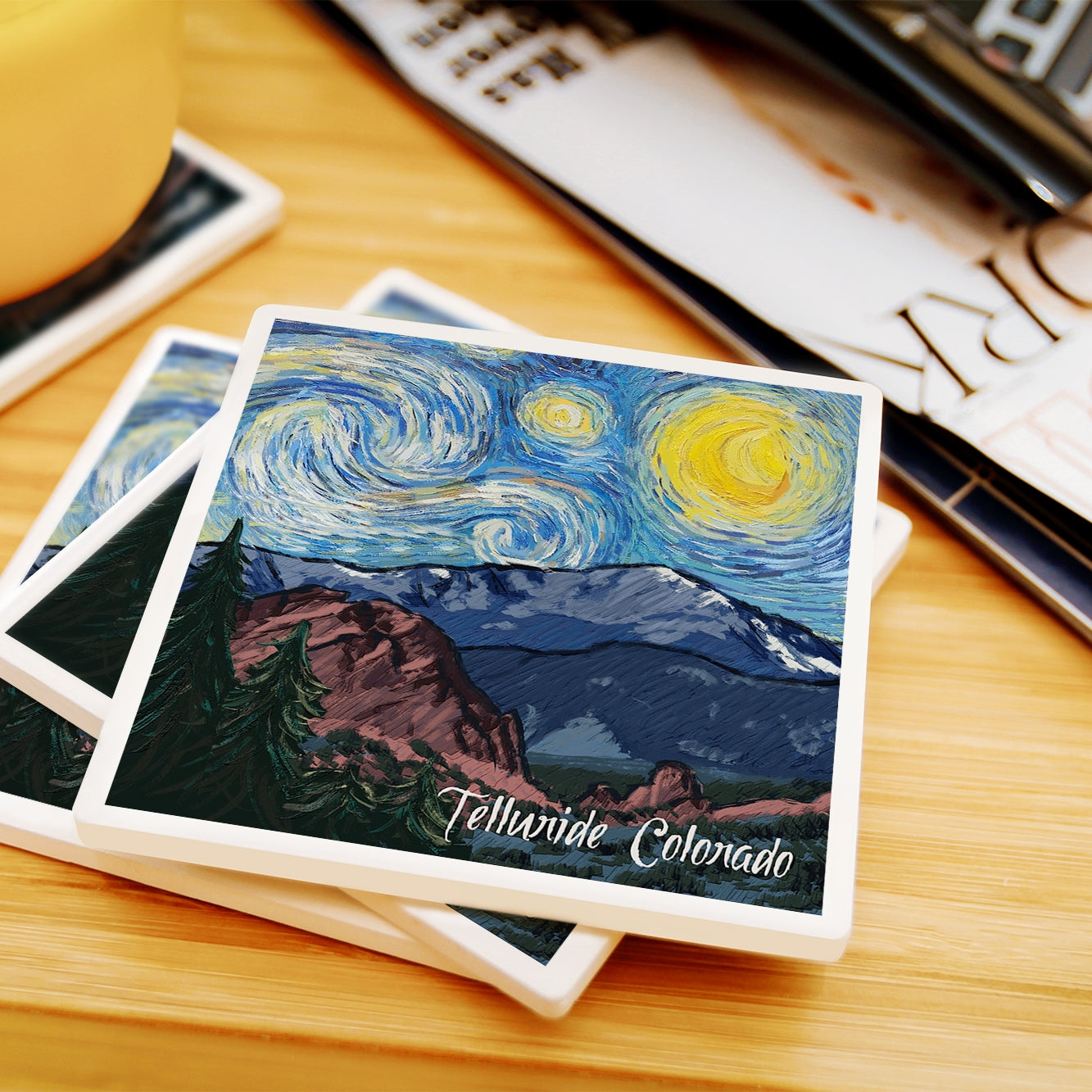 Starry Night Ceramic Coaster