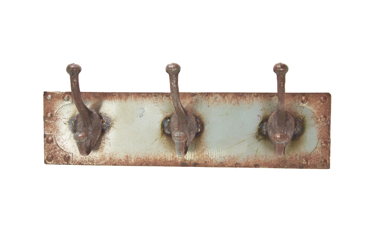 Coat Rack - 3 Hooks - White/Rust
