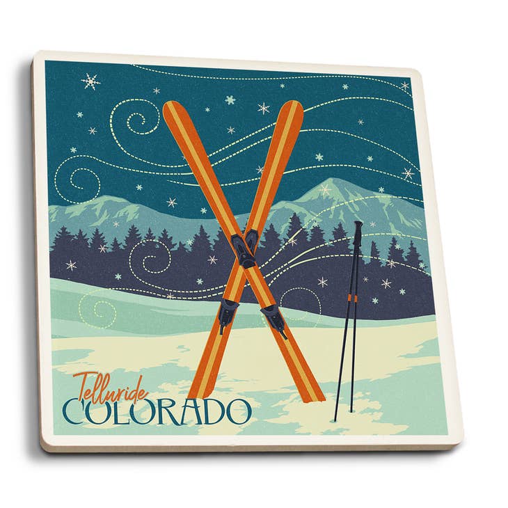 Telluride, CO Crossed Skis Coaster