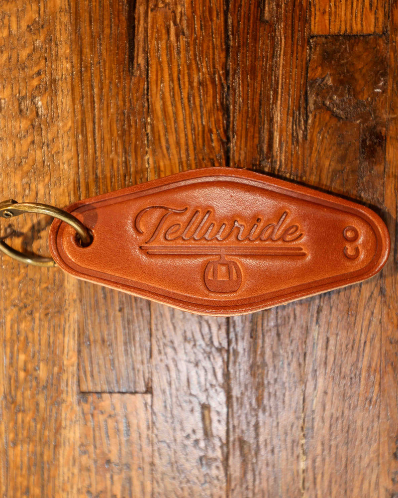 Telluride Colorado Leather Keychain Motel Style