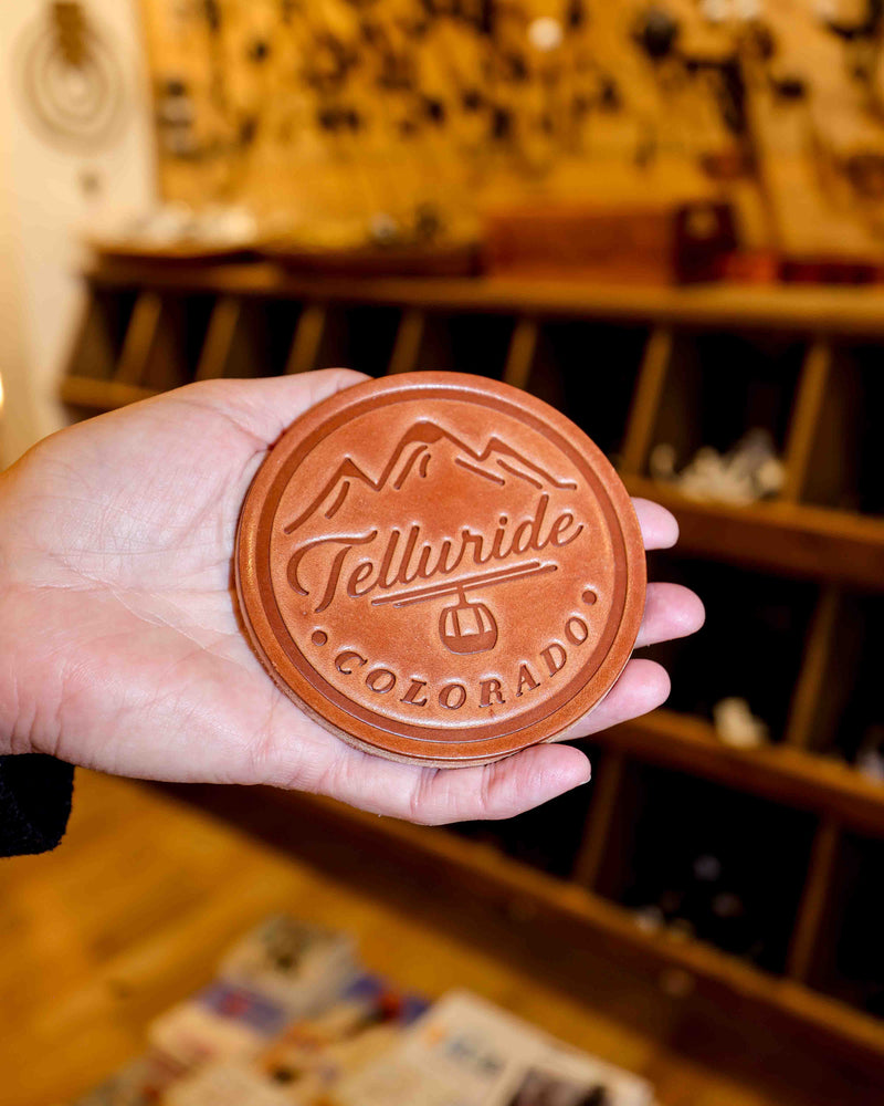 Telluride Colorado Leather Coaster