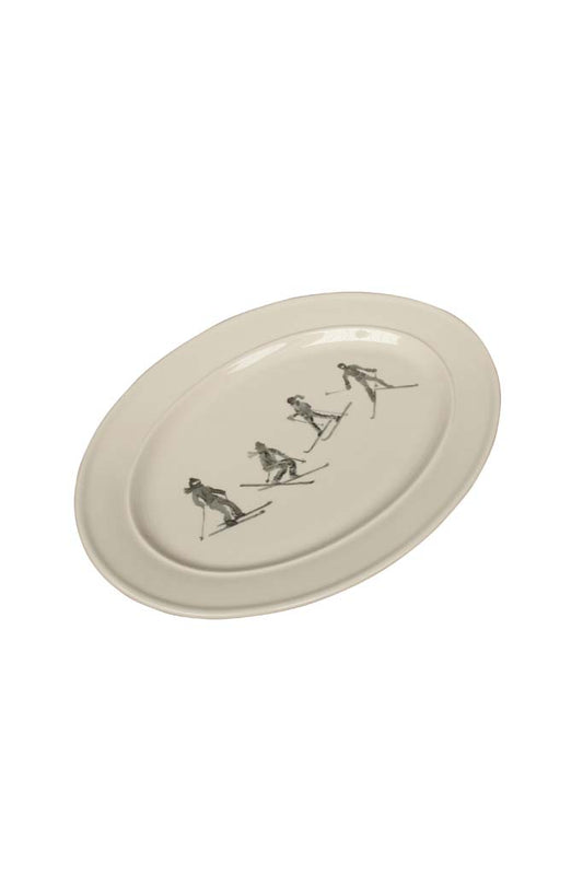 Oval serving plate "skiers"