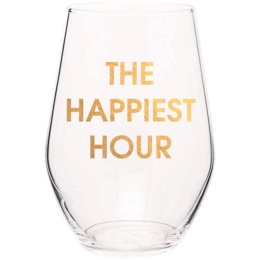 The Happiest Hour Wine Glass