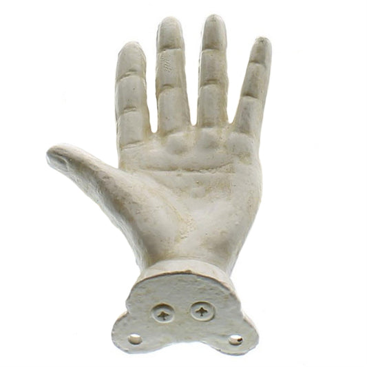 Cast Iron Open Hand Left Antique White