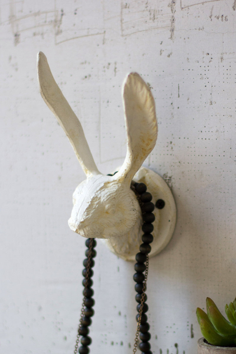 Cast Iron Rabbit Wall Hook Antique White